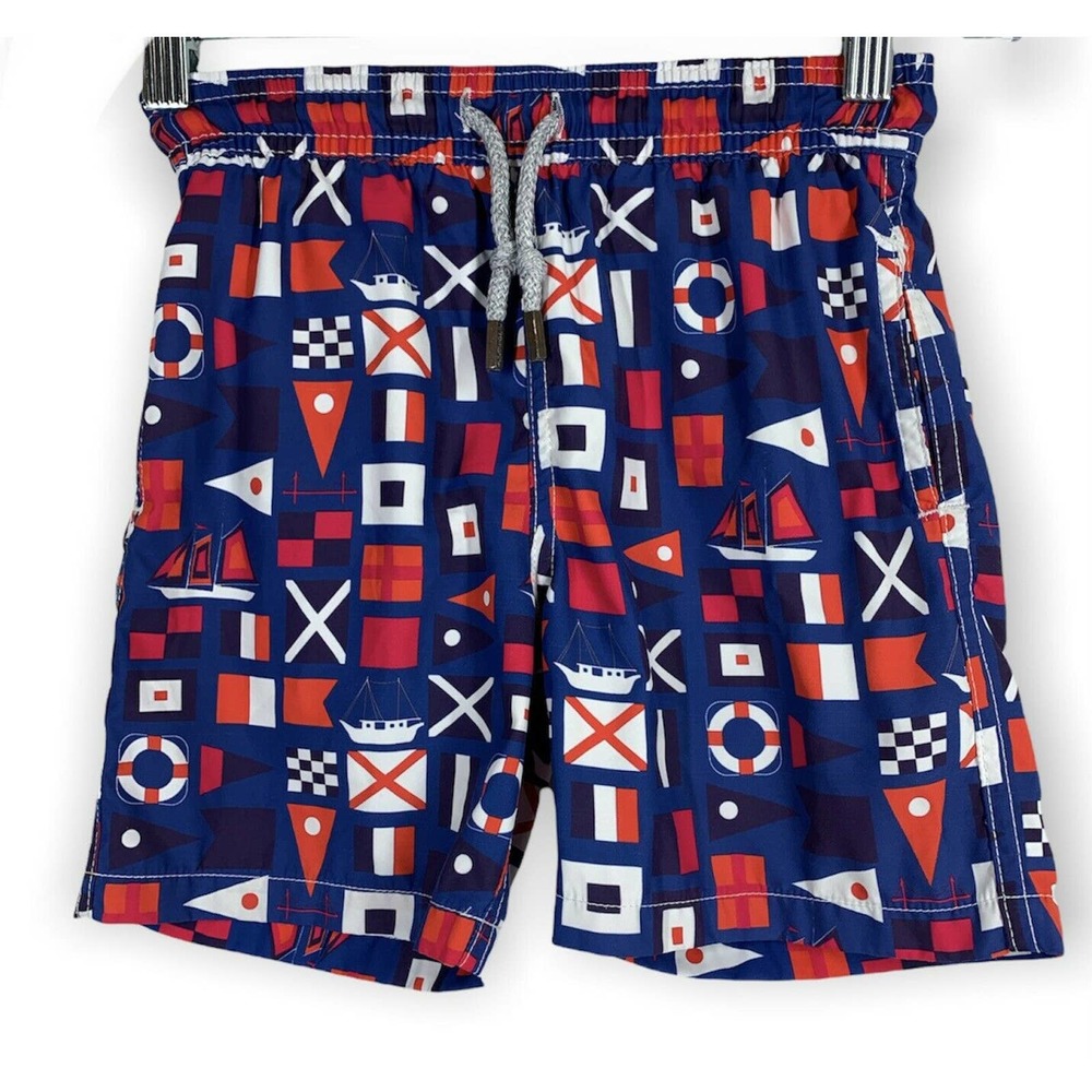 Boys RETROMARINE Swim Trunk Size M Swimming Shorts Resort Wear Flag Print NICE